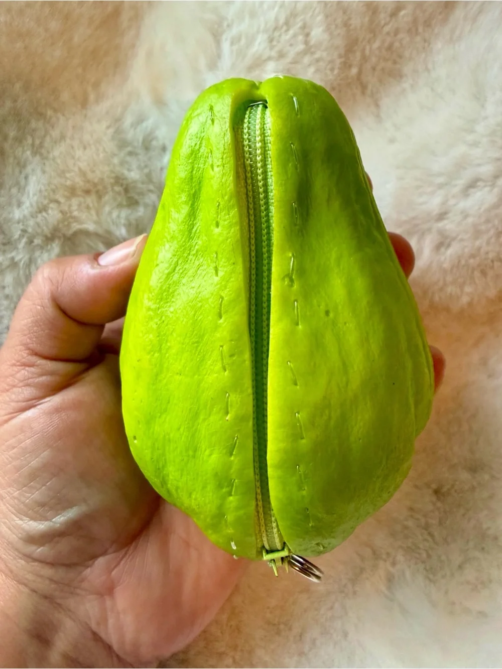 3D Realistic Chayote Coin Purse Keychain Bag Charm | Novelty Vegetable Pouch